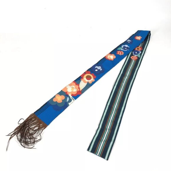 FENDI Lappy Fringe BandeauScarf Scarf silk blue/Brown - Picture 1 of 13